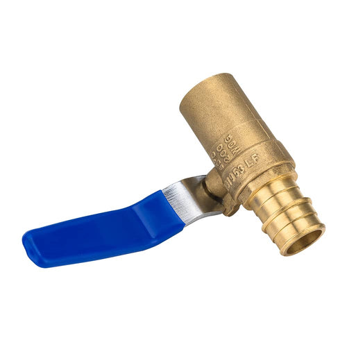 1/2" PEX Crimp X 1/2" Sweat Ball Valve, Blue (Lead Free)