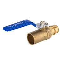 1/2" PEX Crimp X 1/2" Sweat Ball Valve, Blue (Lead Free)