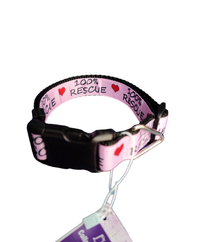100% Rescue Black Nylon Dog Collar MD, LG, XL, Leash