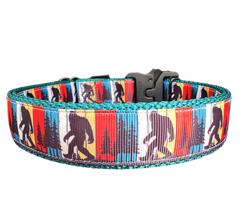 Bigfoot Sasquatch Green Nylon Dog Collar MD, LG, XL, Leash