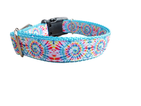 Light Rainbow Tie Dye Nylon Dog Collar
