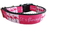 Let's Flamingle Flamingo Nylon Dog Collar