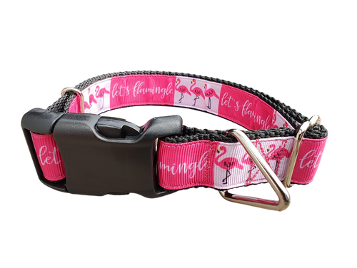 Let's Flamingle Flamingo Nylon Dog Collar