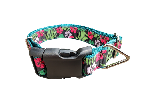 Tropical Flowers Nylon Dog Collar
