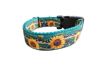 Sunflower and Leopard Print Nylon Dog Collar