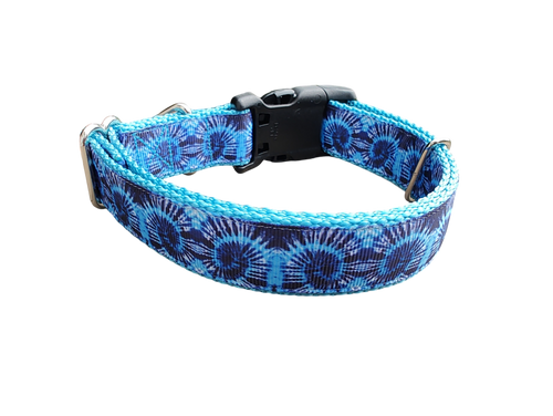 Blue Tie Dye Nylon Dog Collar