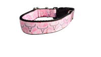 Pink Western Longhorn Nylon Dog Collar