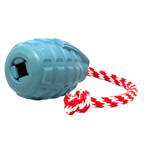 USA-K9 Grenade Shaped Rubber Dog Toy - Chew, Treat Dispenser & Tug Toy | USA