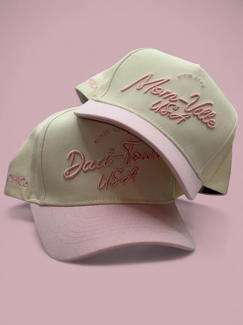 the "Mom-Ville" Script Hats Light Pink -LAST CALL