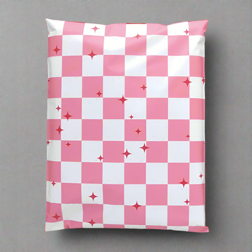 Pink Plaid Poly Mailers Size 10x13 Colorful Shipping Bags
