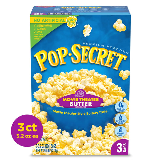 Pop-Secret Movie Theater Butter Microwave Popcorn – 3 Count (1.75 oz Bags)