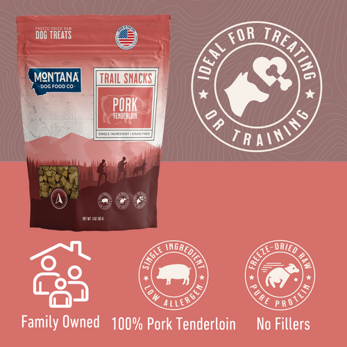 Pork Tenderloin Freeze-dried Raw Trail Snacks (Treats) for Dogs 3oz