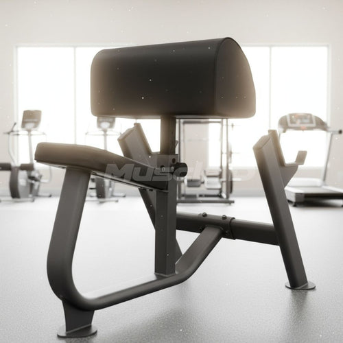 Preacher Curl Bench - Muscle D Fitness - 11 Gauge Steel - Adjustable Seat - Commercial Upholstery