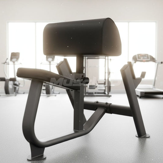 Preacher Curl Bench - Muscle D Fitness - 11 Gauge Steel - Adjustable Seat - Commercial Upholstery