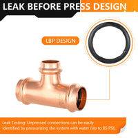 30 Pcs 1" x 1" x 3/4" Press Copper Tee (Lead Free)