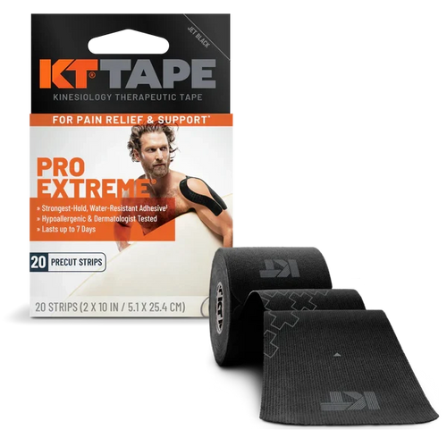 KT Tape Pro Extreme Kinesiology Tape, Black (Case of 8 x 20-Count Boxes)