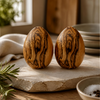 2-Pack Mediterranean Olive Wood Salt & Pepper Egg-Shaped Shakers