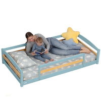 Twin Montessori Floor Bed with Safety Guardrails