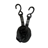 1" Black Ratchet Strap w/Vinyl S Hook  | LENGTH OPTIONS RatchetStrap.Com