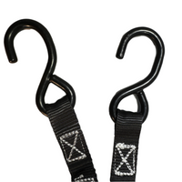 1" Black Ratchet Strap w/Vinyl S Hook  | LENGTH OPTIONS RatchetStrap.Com