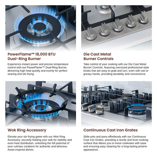 Rangaire 34" Gas Cooktop 5 Burners Stainless Steel RCG341S Rangaire Appliances