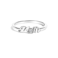 .925 Sterling Silver Diamond Accent "MOM"  Ring (J-K Color, I2-I3 Clarity) - Ring Size 7