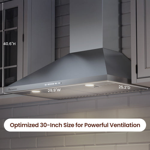 Rangaire 30" Wall-Mounted Range Hood 580 CFM Convertible  Stainless Steel  RHWMP30S Rangaire Appliances