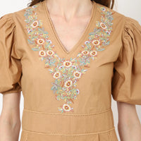Brown Summer Romper with Pockets – Dressy Casual V-Neck Playsuit for Women available in XS to XL