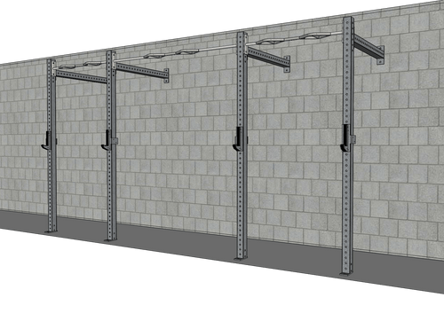 TGrip Commercial 14' Wall Mount Rig - 3x3 Steel - Functional Multi-Grip Pull-Up - Sandwich Style J-Hooks