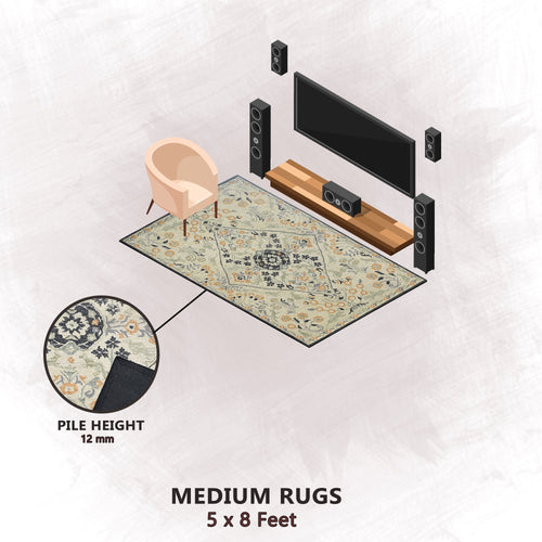 Premium Hand-Tufted Rug Made of 100% Wool  - Anglian Court - 5x8 Feet