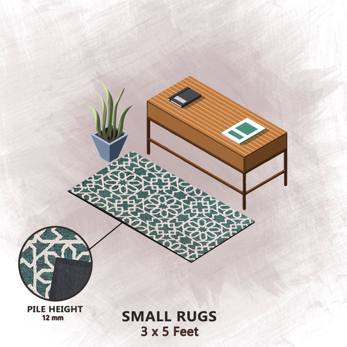 Premium Hand-Tufted Rug Made of 100% Wool  - Noir Grid - 3x5 Feet