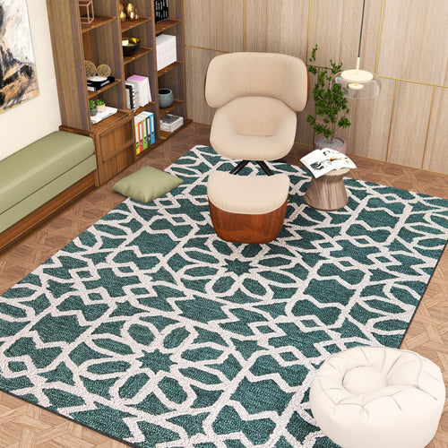 Premium Hand-Tufted Rug Made of 100% Wool  - Noir Grid - 9x12 Feet
