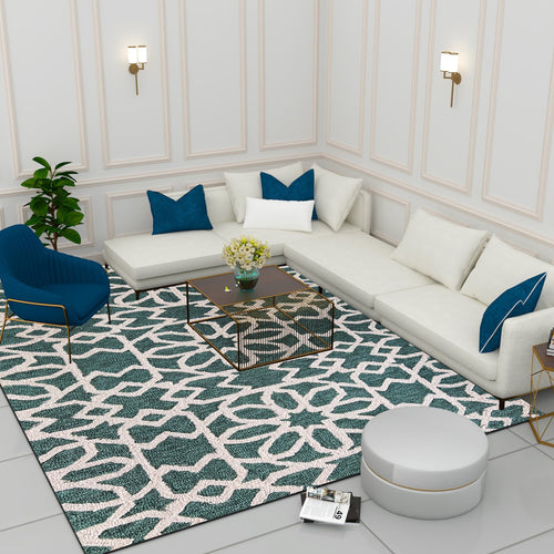 Premium Hand-Tufted Rug Made of 100% Wool  - Noir Grid - 9x12 Feet