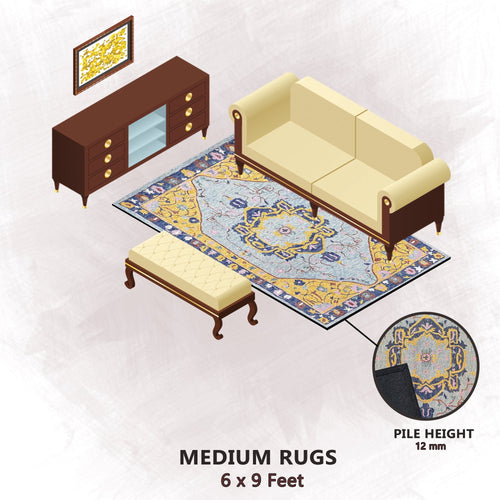 Premium Hand-Tufted Rug Made of 100% Wool  - Royal Realm - 6x9 Feet