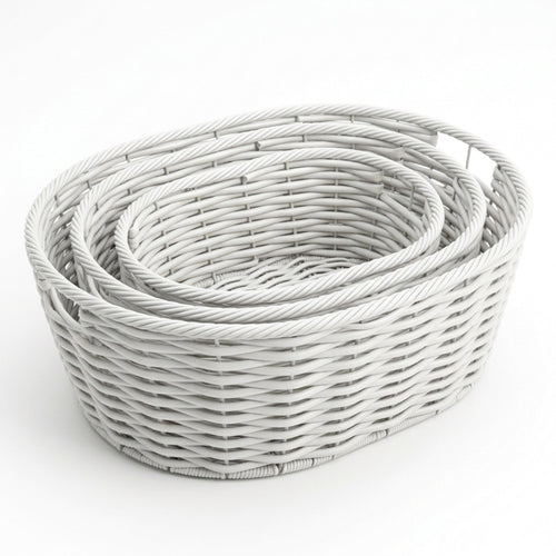 Multi-Purpose Nesting Rattan Basket 3-Piece Set