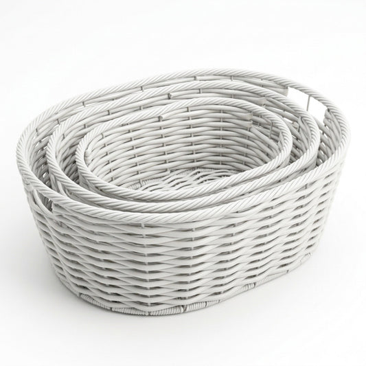 Multi-Purpose Nesting Rattan Basket 3-Piece Set