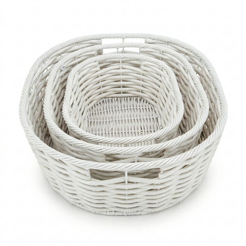 Multi-Purpose Nesting Rattan Basket 3-Piece Set