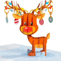 Paper Love Christmas Card - Ornament Reindeer Pop Up Card