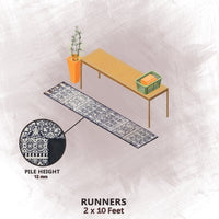 Premium Hand-Tufted Rug Made of 100% Wool  - Relic Night - 2x10 Feet