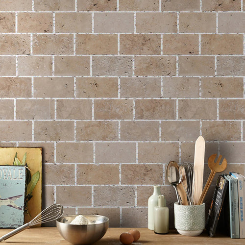 Riverbed Walnut Travertine Tumbled Floor and Wall Tile - Livfloors Collection