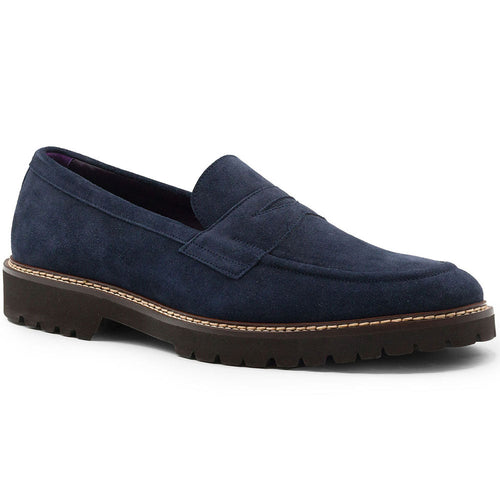 Zelli Italia Zelli Italia 16-657-NVY ROMA Italian Suede Penny Loafers Navy