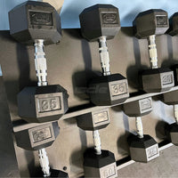 Rubber Hex Dumbbell Set - Muscle D FItness - Steel Handle - Quality knurling - Weightlfting