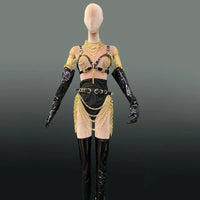 The Stardust Gilded Vixen – Black & Gold Chain Performance Suit