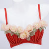 Organza Floral & Pearl Bustier Bra Top | Kawaii Stage & Nightclub Bralette