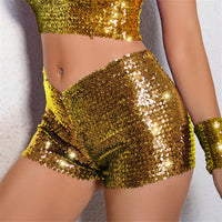 The Stardust Encore Sequin Shorts – High-Waist Performance Hot Pants