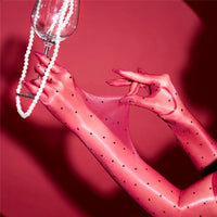 Ultra-Thin 1D Dot Oil Shiny Opera Length Gloves Sheer Glossy Performance Gloves
