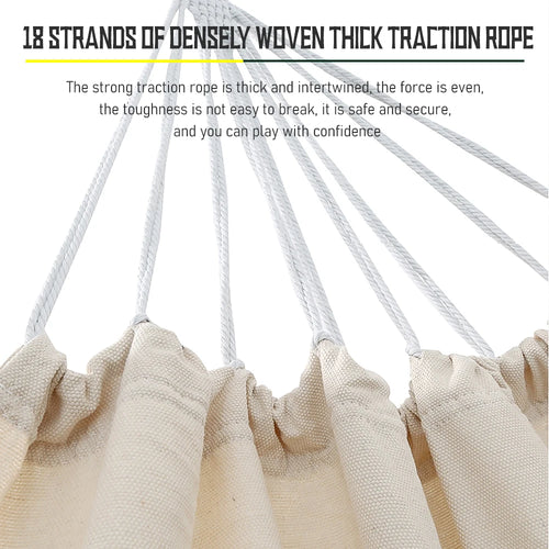 150*190CM Camping Hammock Canvas Hanging Bed Without Stick White Double Chair Swing Sleeping Bed for Travel Rollover Prevention