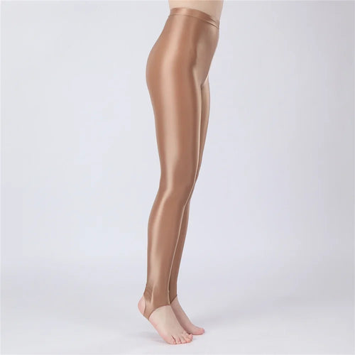 Thin Sheer Oil Glossy High-Stretch Pencil Pants Candy Color Yoga Leggings