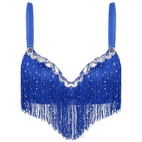 The Stardust Oasis Sirena – Sequined Tassel & Rhinestone Push-Up Belly Dance Bra Top