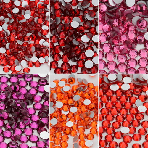 SS3-SS30 Red Series Hotfix Glass Flat-Back Rhinestones